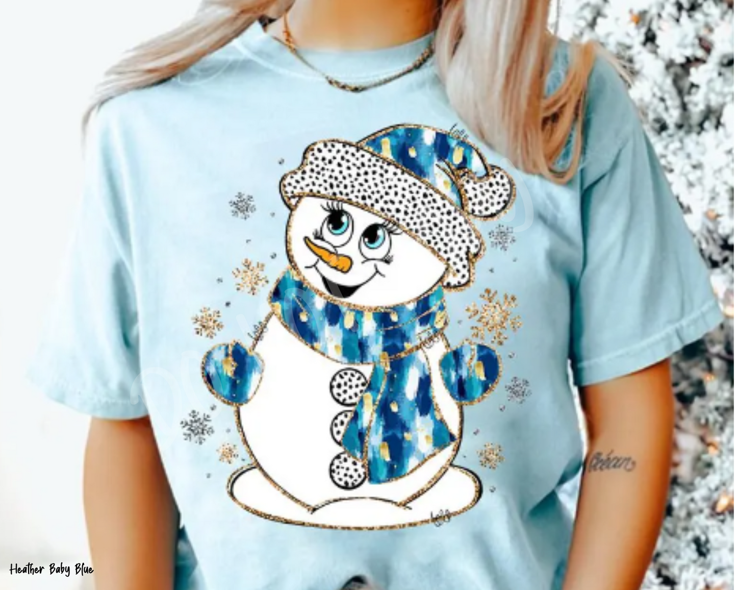 Coquette Glitter Snowman - Tee