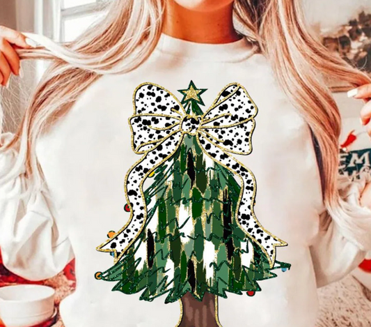 Christmas Tree Cow Bow - Sweatshirt