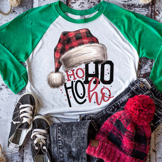 HO HO HO Hat - Raglan Tee