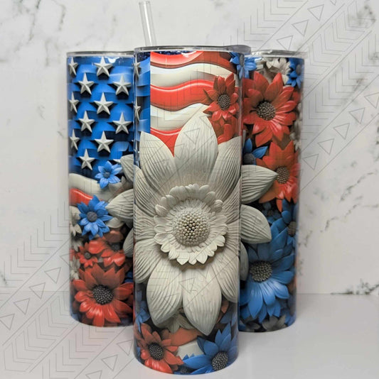 Daisy Flag 3D Puff Tumbler